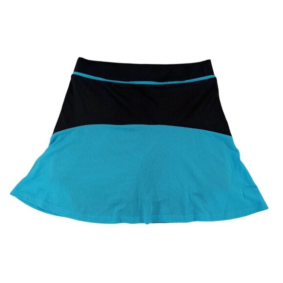 Black and blue color block sports skirt with shorts, polyester/spandex, size XL. - Picture 2 of 9